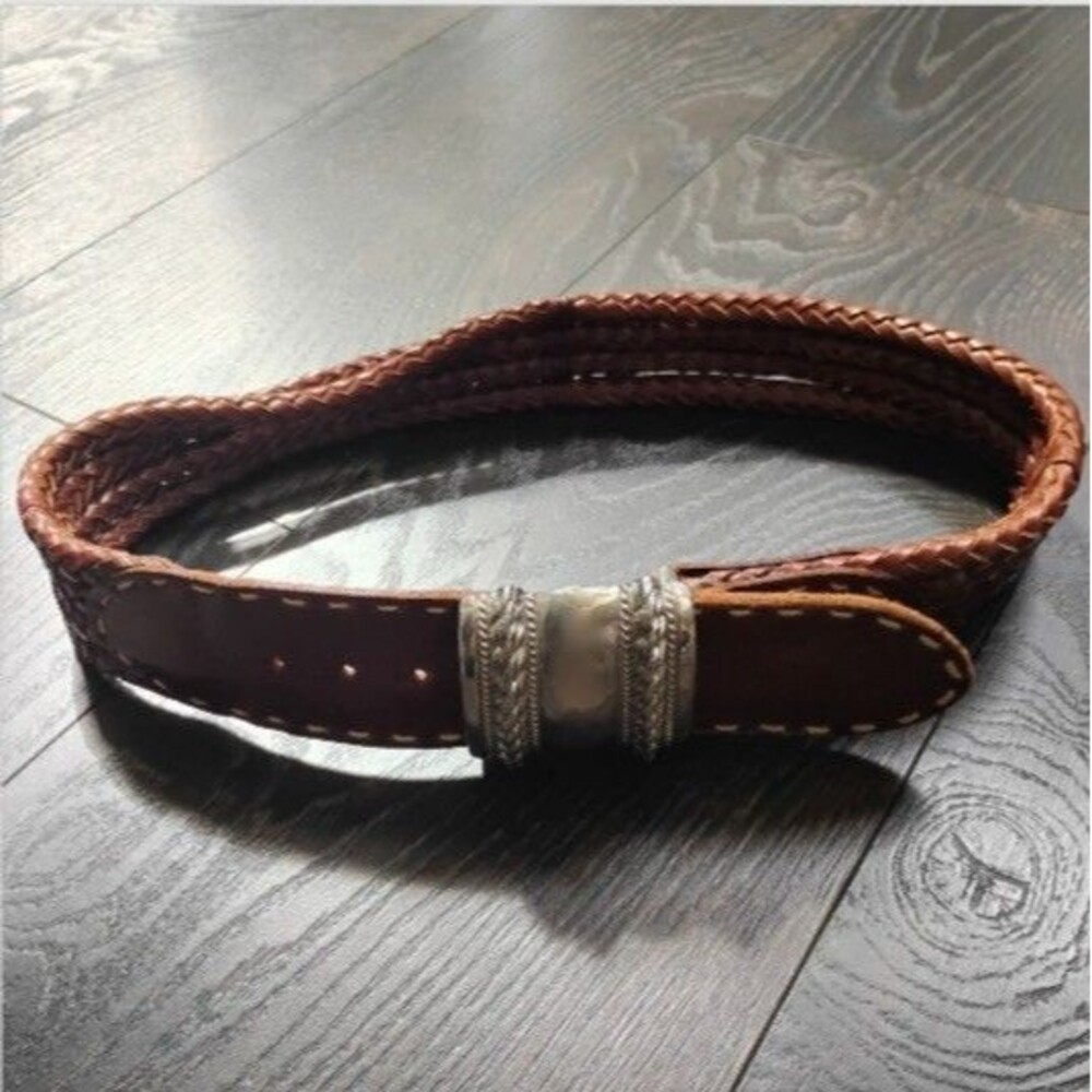 The Limited Women’s Belt Brown Vintage 1990'S Leather Chunky Braided Size Small